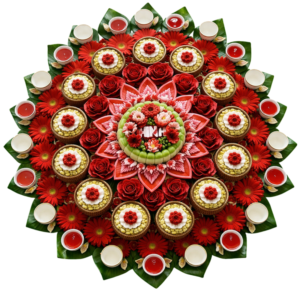 Mâm Cúng Đầy Tháng Bé Trai ( Gói Xôi Chè )