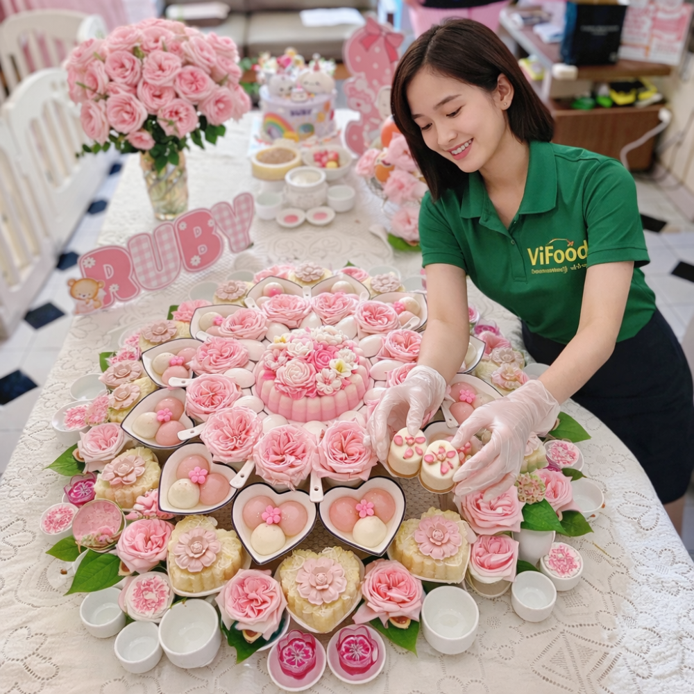 Mâm Cúng Đầy Tháng Bé Gái ( Gói Xôi Chè )