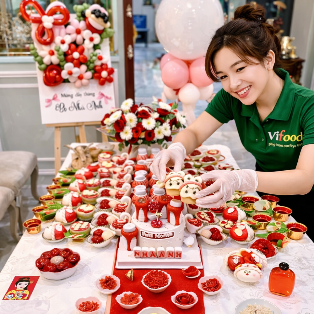 Mâm Cúng Đầy Tháng Bé Gái ( Gói Cao Cấp )