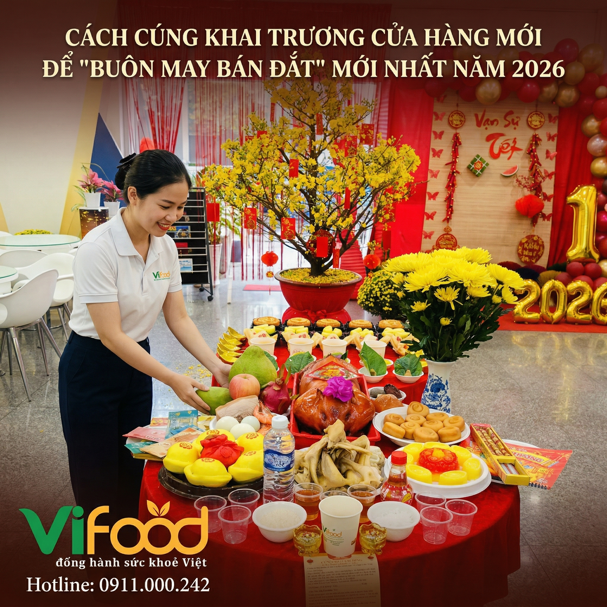 Dịch Vụ Mâm Cúng Khai Trương Trọn Gói VIFOOD – Buôn May Bán Đắt 2026