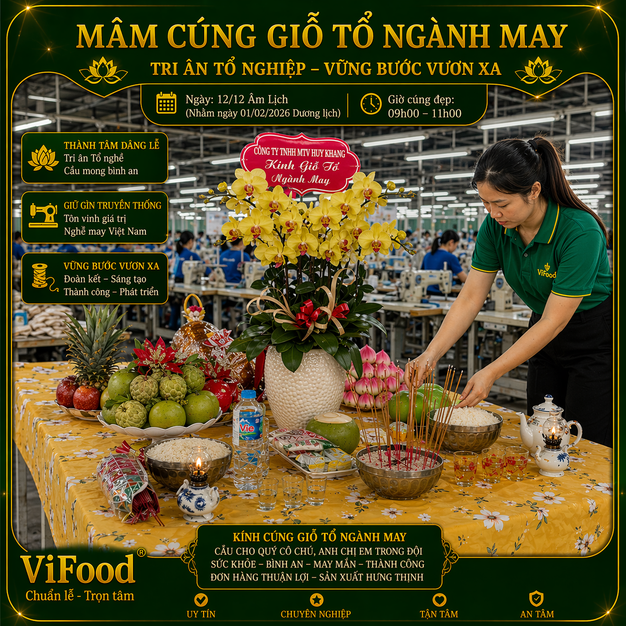 Mâm cúng giỗ tổ ngành may VIFOOD