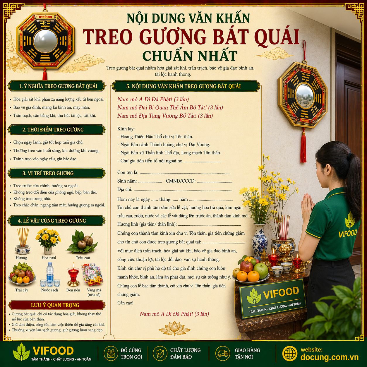 văn khấn treo gương bát quái
