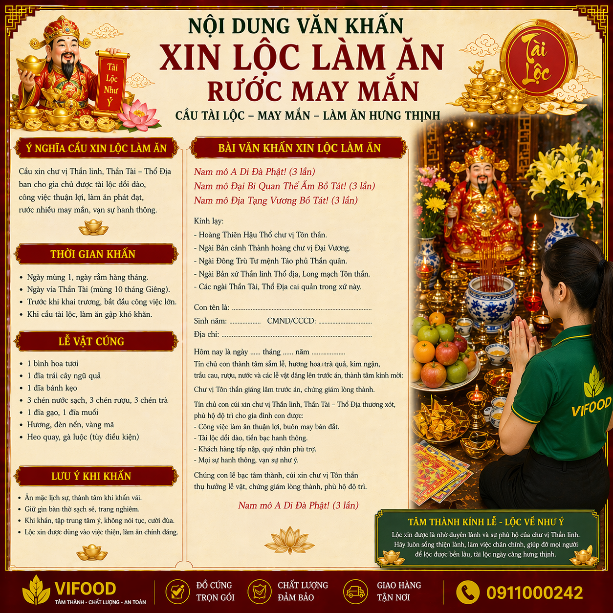 văn khấn xin lộc làm ăn