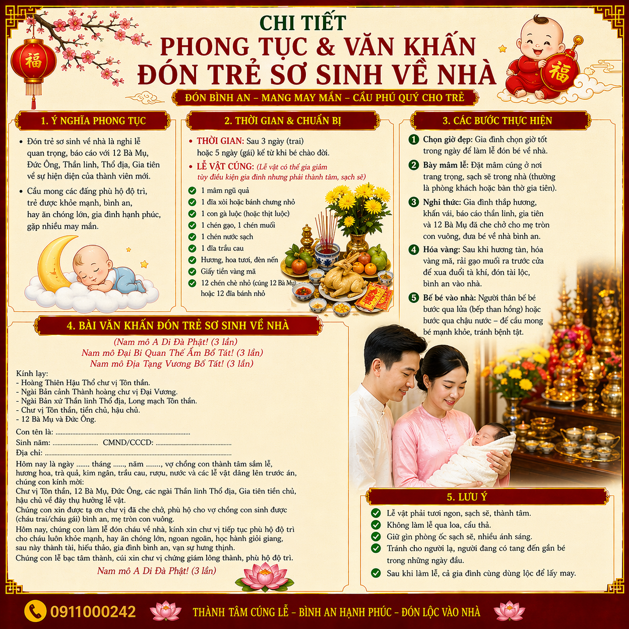 văn khấn đón trẻ sơ sinh về nhà