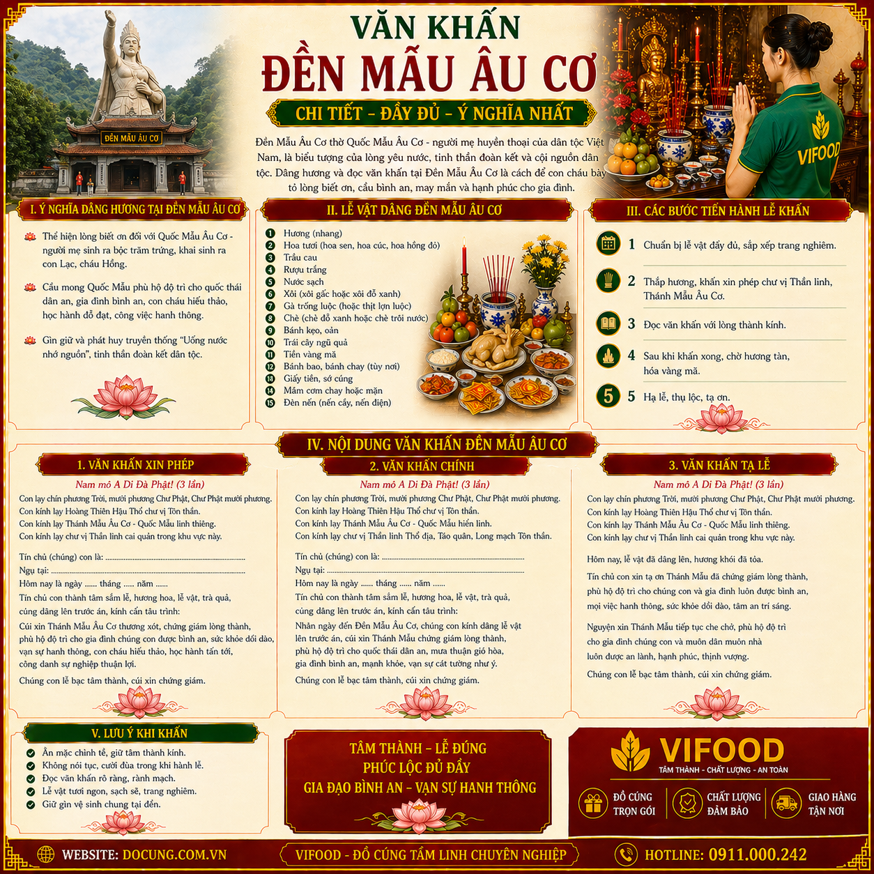 Văn khấn Đền Mẫu Âu Cơ chi tiết, đầy đủ ý nghĩa nhất!
