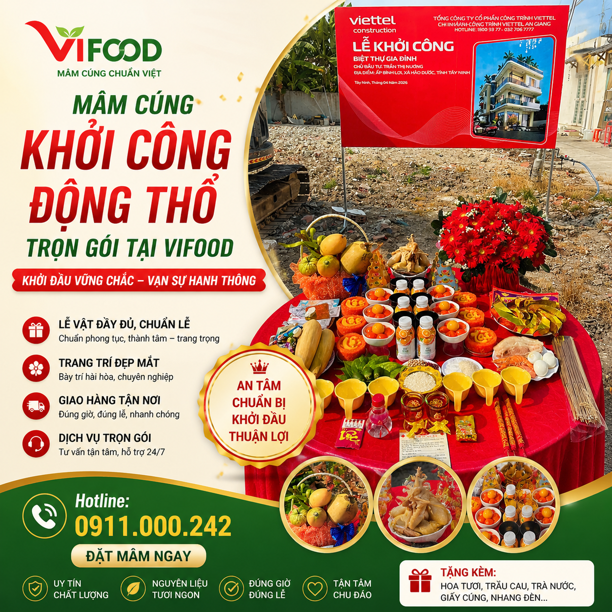 Dịch vụ đặt mâm cúng khởi công, động thổ trọn gói 