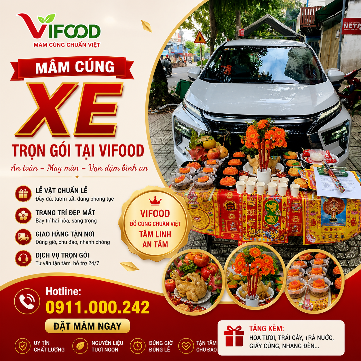 Dịch Vụ Đặt Mâm Cúng Xe Trọn Gói
