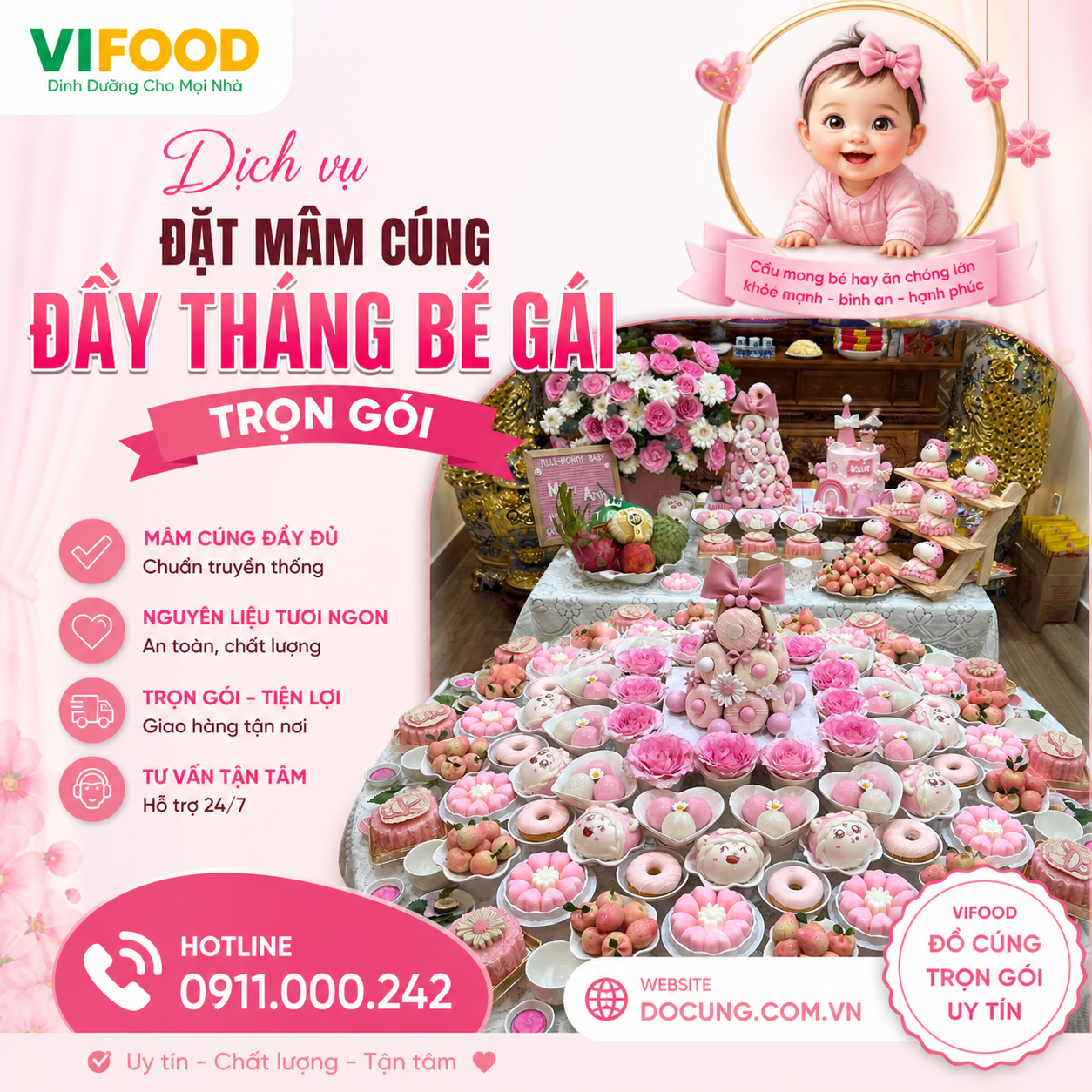 Dịch Vụ Đặt Mâm Cúng Đầy Tháng Bé Gái Trọn Gói