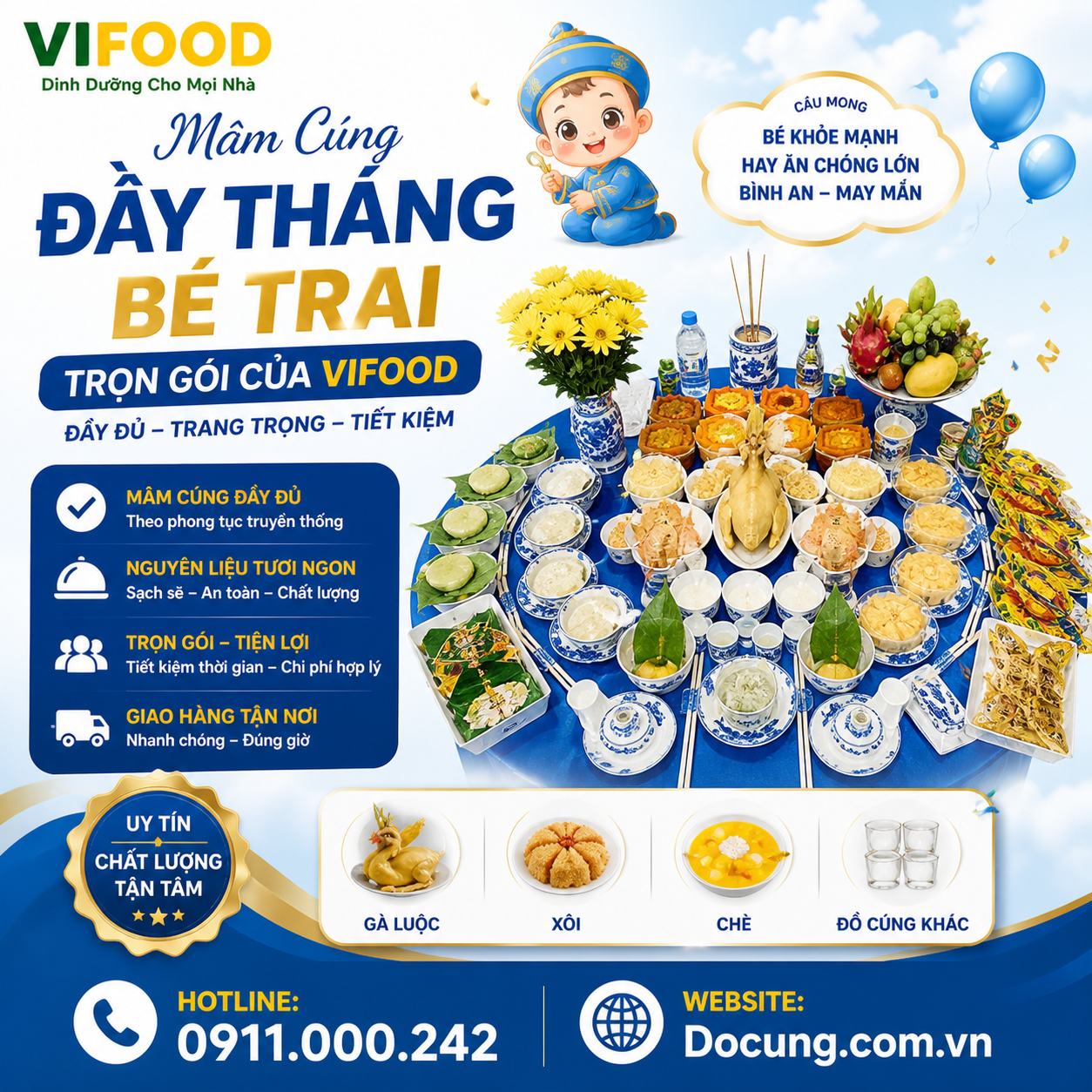 Dịch Vụ Mâm Cúng Đầy Tháng Bé Trại Trọn Gói Chuẩn Lễ Nghi