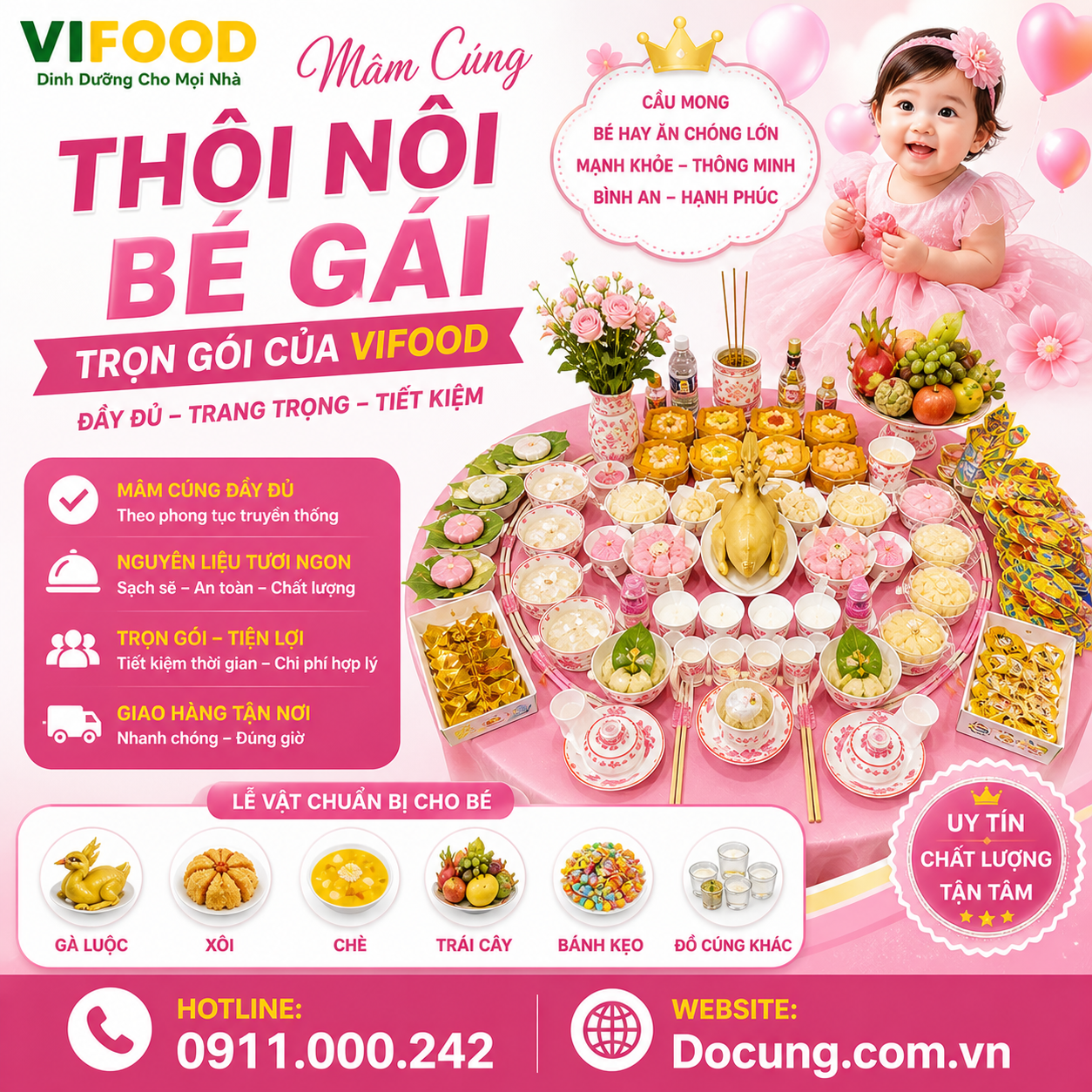 Dịch Vụ Làm Mâm Cúng Thôi Nôi Bé Gái