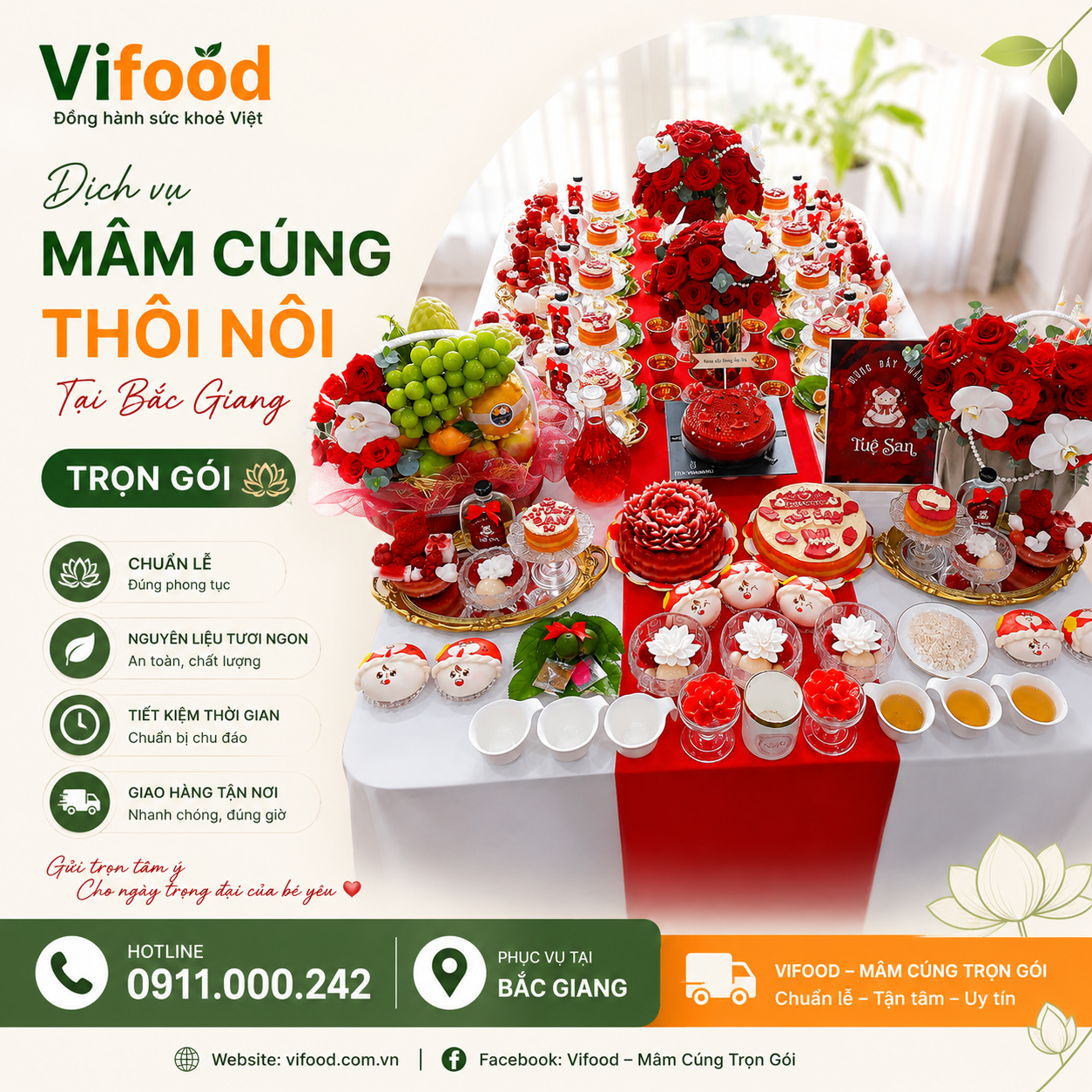 Mâm Cúng Thôi Nôi Sang Trọng Cho Ngày Đặc Biệt Của Bé Tại Bắc Giang