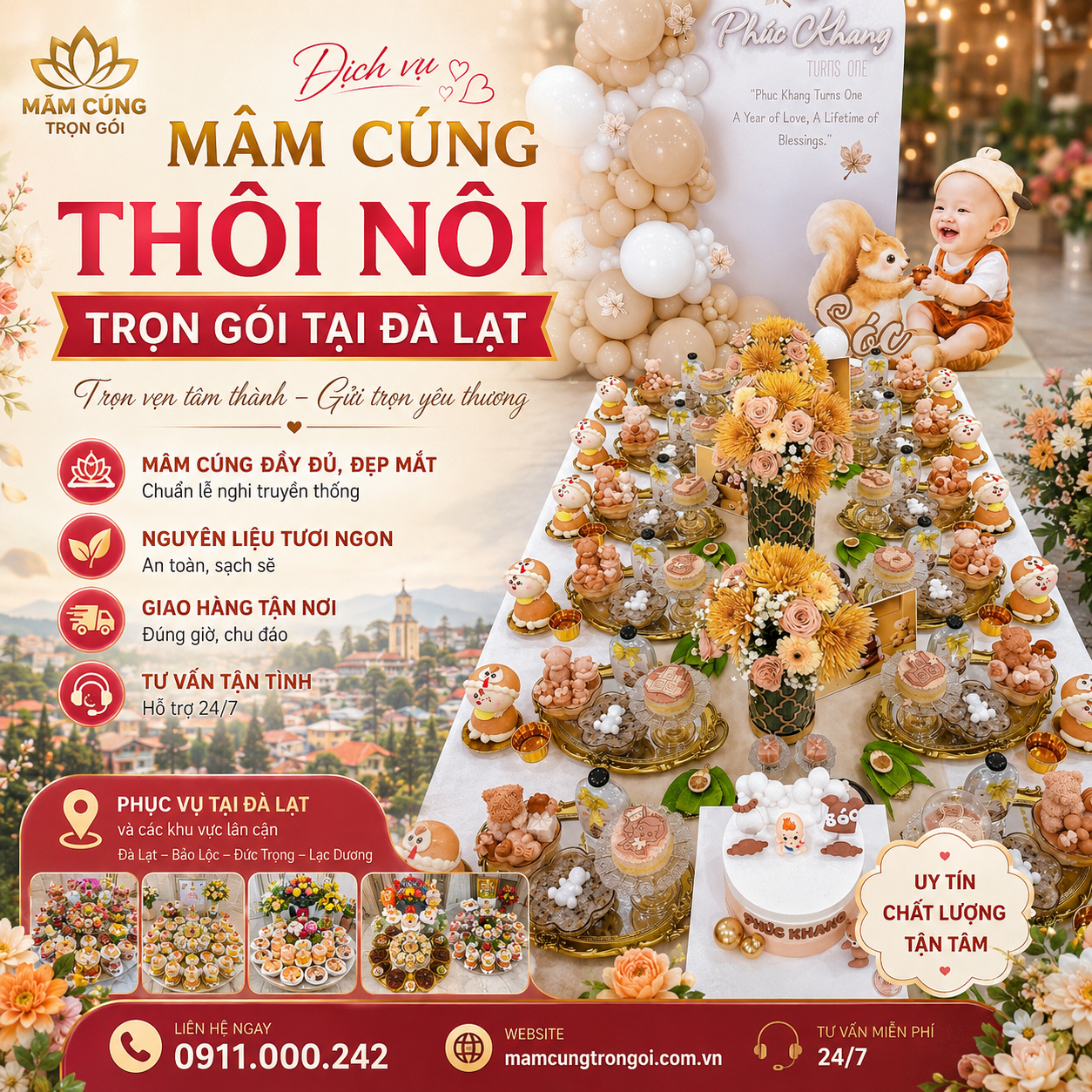 Mâm Cúng Thôi Nôi Chuẩn Lễ Nghi, Đậm Nét Truyền Thống Tại Đà Lạt