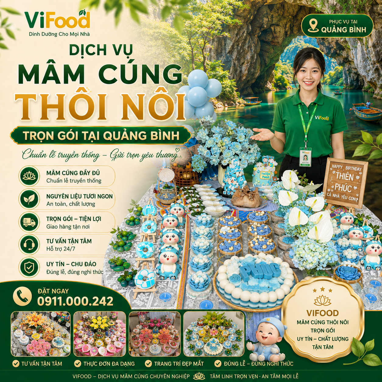 Mâm Cúng Thôi Nôi Cho Bé Đầy Đủ Và Chuẩn Nghi Lễ Tại Quảng Bình