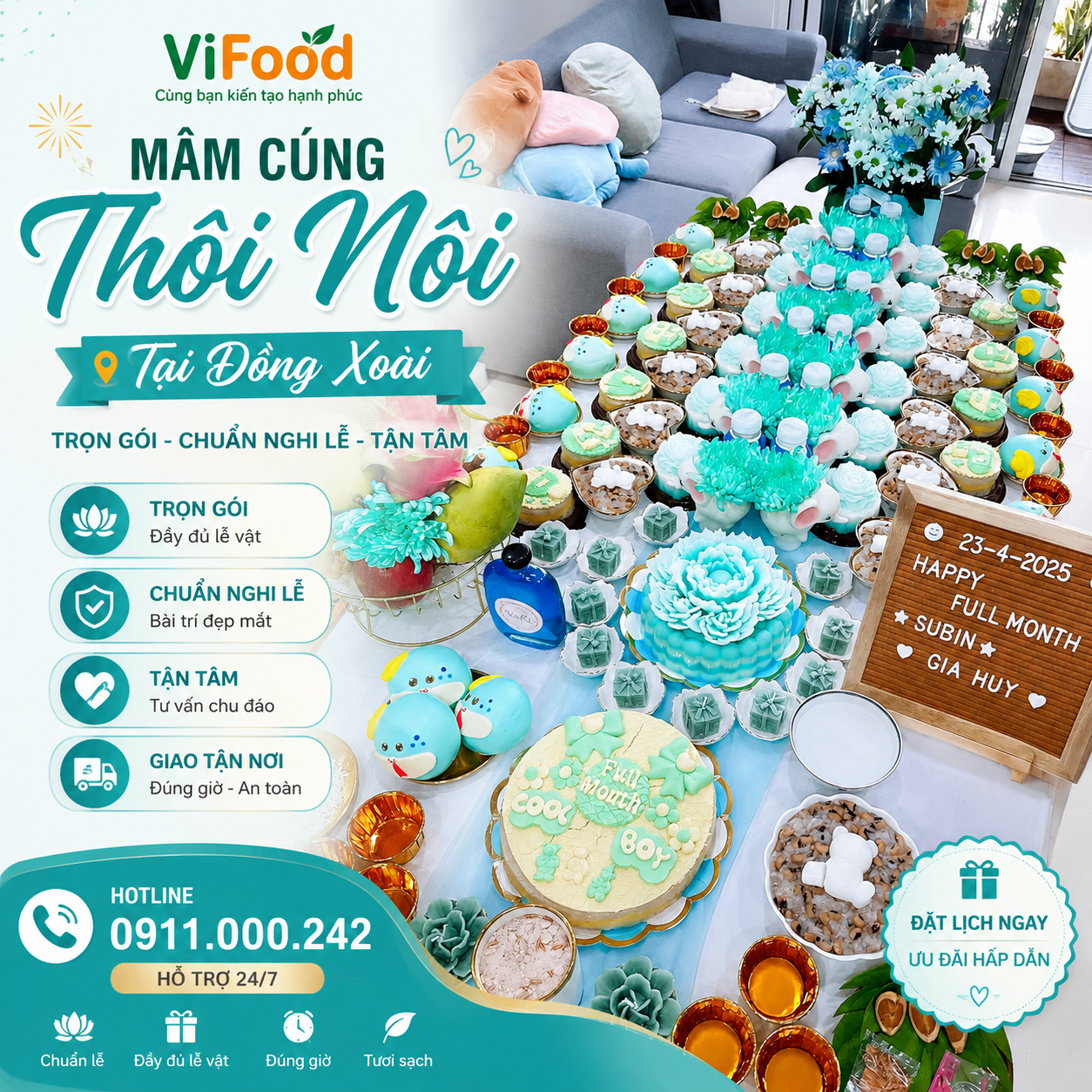 Mâm Cúng Thôi Nôi Đẹp Mắt, Trang Trọng Tại Đồng Xoài 