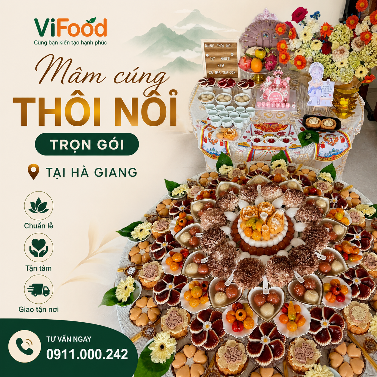 Mâm Cúng Thôi Nôi Đầy Đủ Lễ Vật, Tiết Kiệm Thời Gian Tại Hà Giang