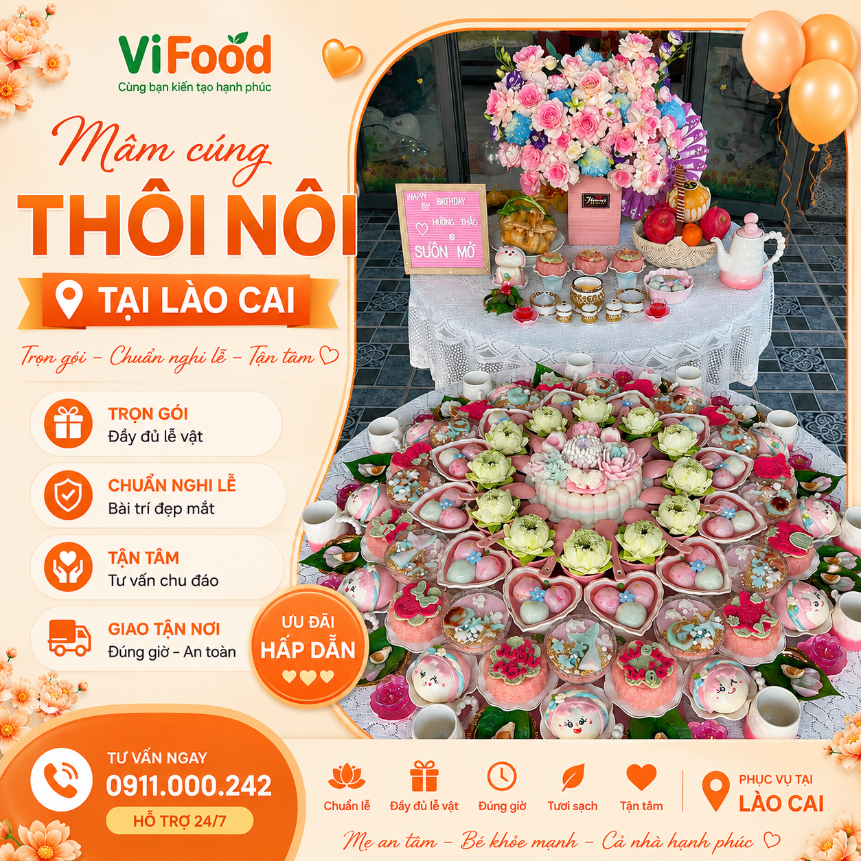 Mâm Cúng Thôi Nôi Chỉn Chu, Đúng Phong Tục Tại Lào Cai
