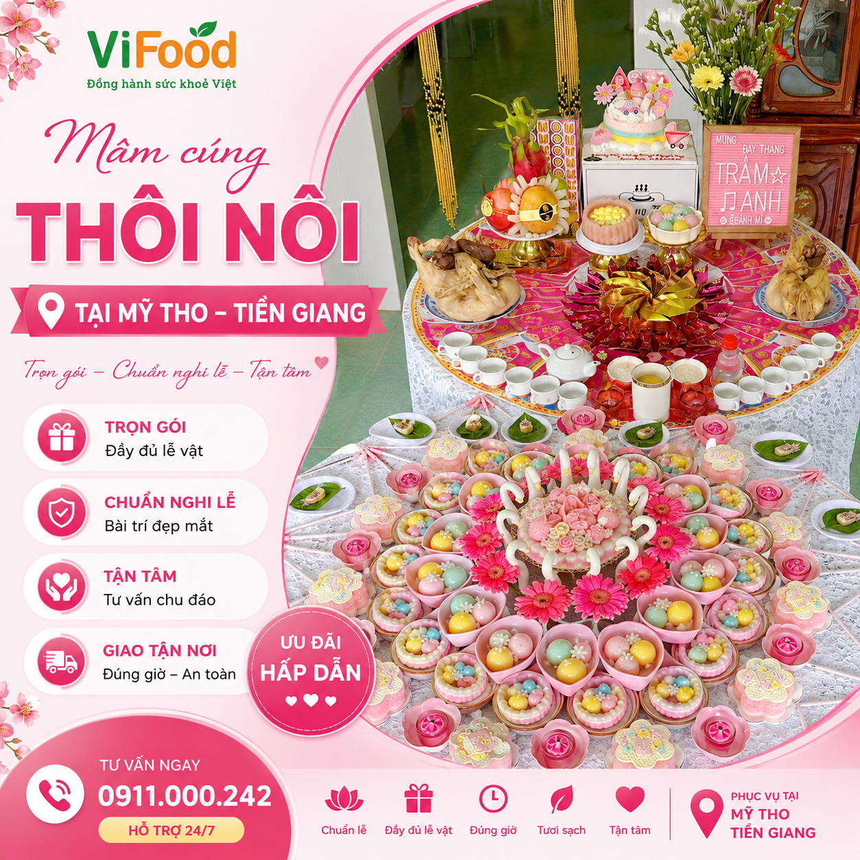 Đặt Mâm Cúng Thôi Nôi Uy Tín – Giao Đúng Giờ, Trang Trí Đẹp Tại Mỹ Tho