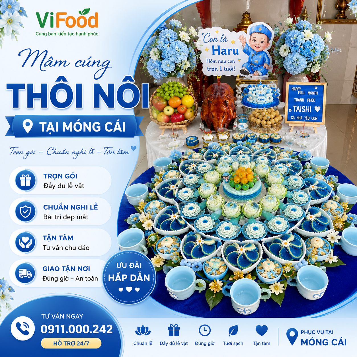 Dịch Vụ Chuẩn Bị Mâm Cúng Thôi Nôi Trọn Gói Giá Tốt Tại Móng Cái