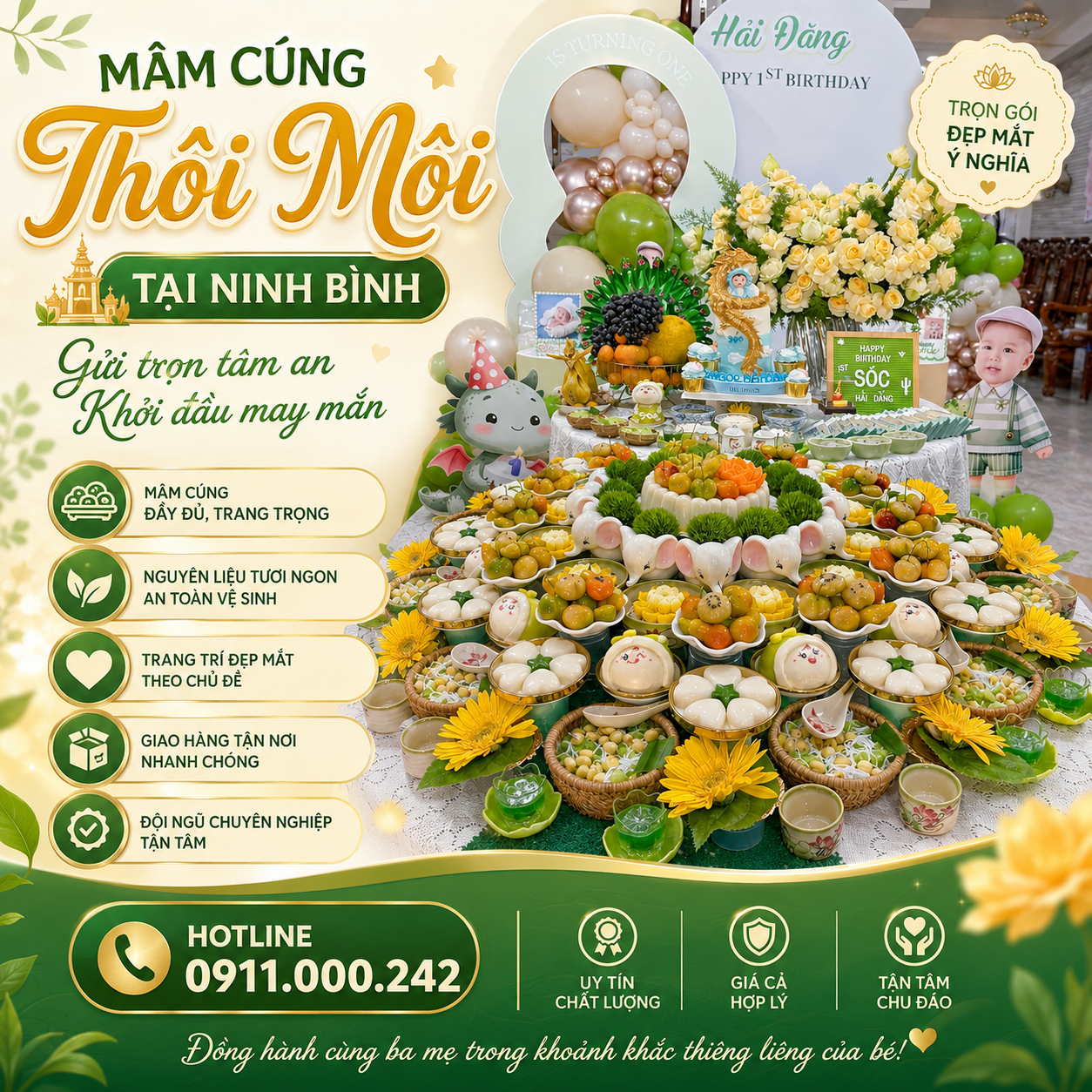 Mâm Cúng Thôi Nôi Chỉn Chu Từ A-Z, Phù Hợp Mọi Ngân Sách Tại Ninh Bình