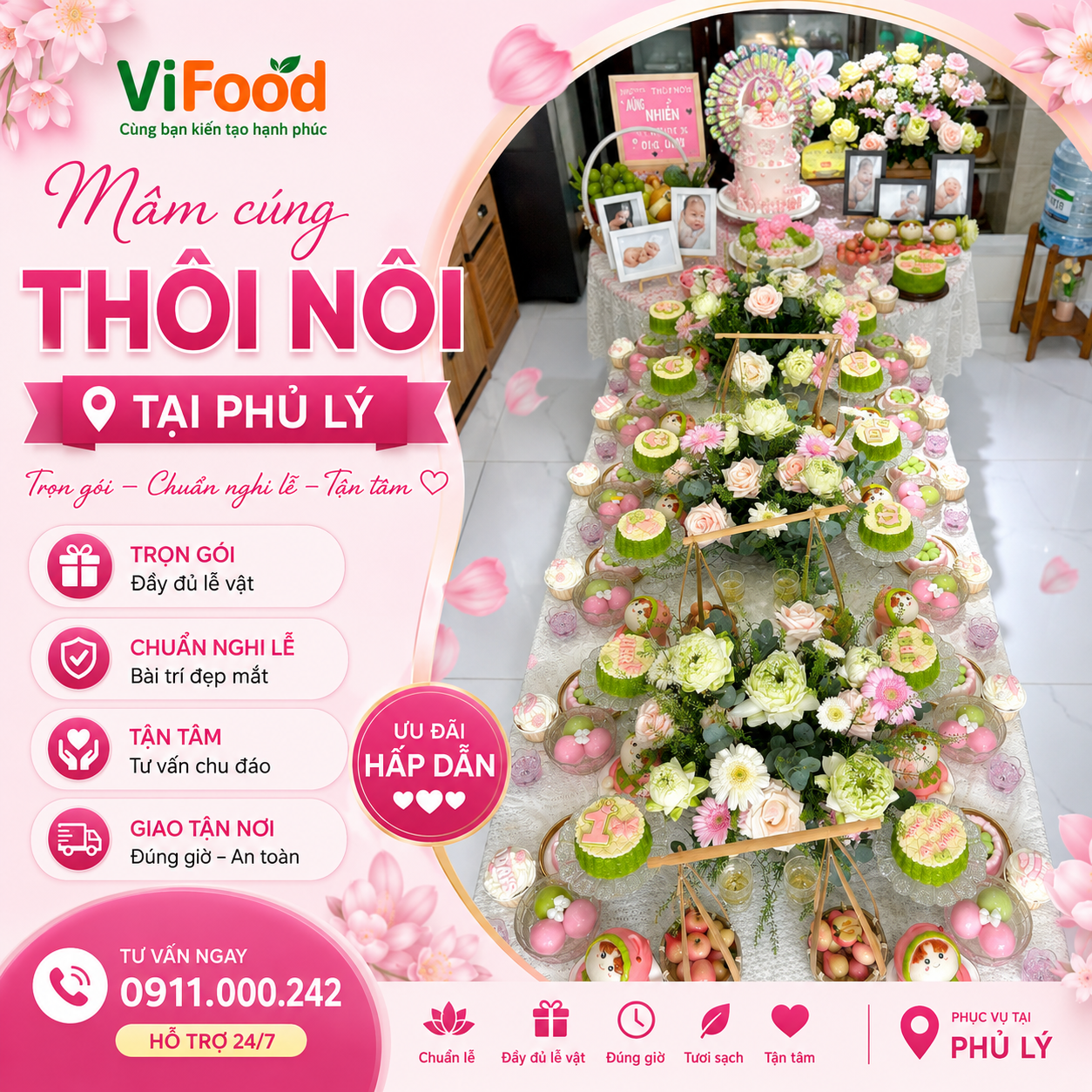 Mâm Cúng Thôi Nôi Tại Phủ Lý Đầy Đủ Lễ Vật, Giá Tốt