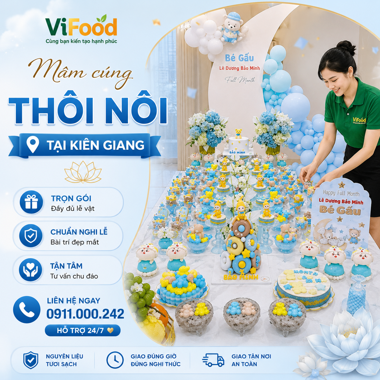 Mâm Cúng Thôi Nôi Trọn Gói Tại Kiên Giang Giá Tốt, Giao Tận Nơi