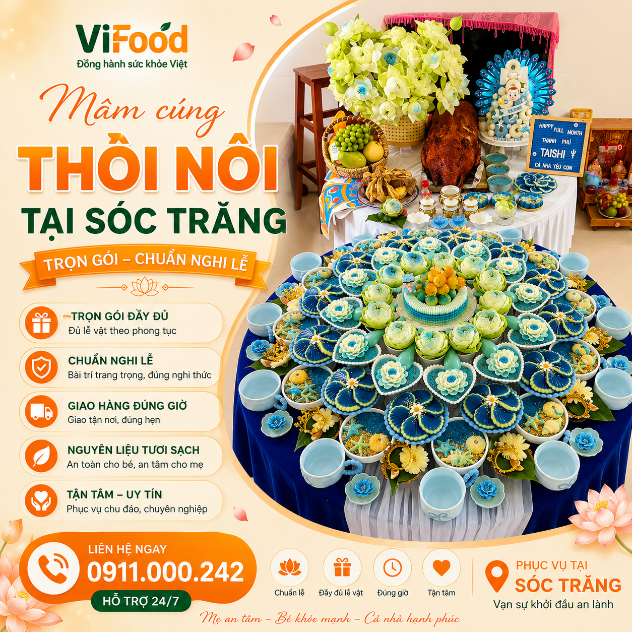 Mừng Bé Tròn Một Tuổi Với Mâm Cúng Chỉn Chu Tại Sóc Trăng