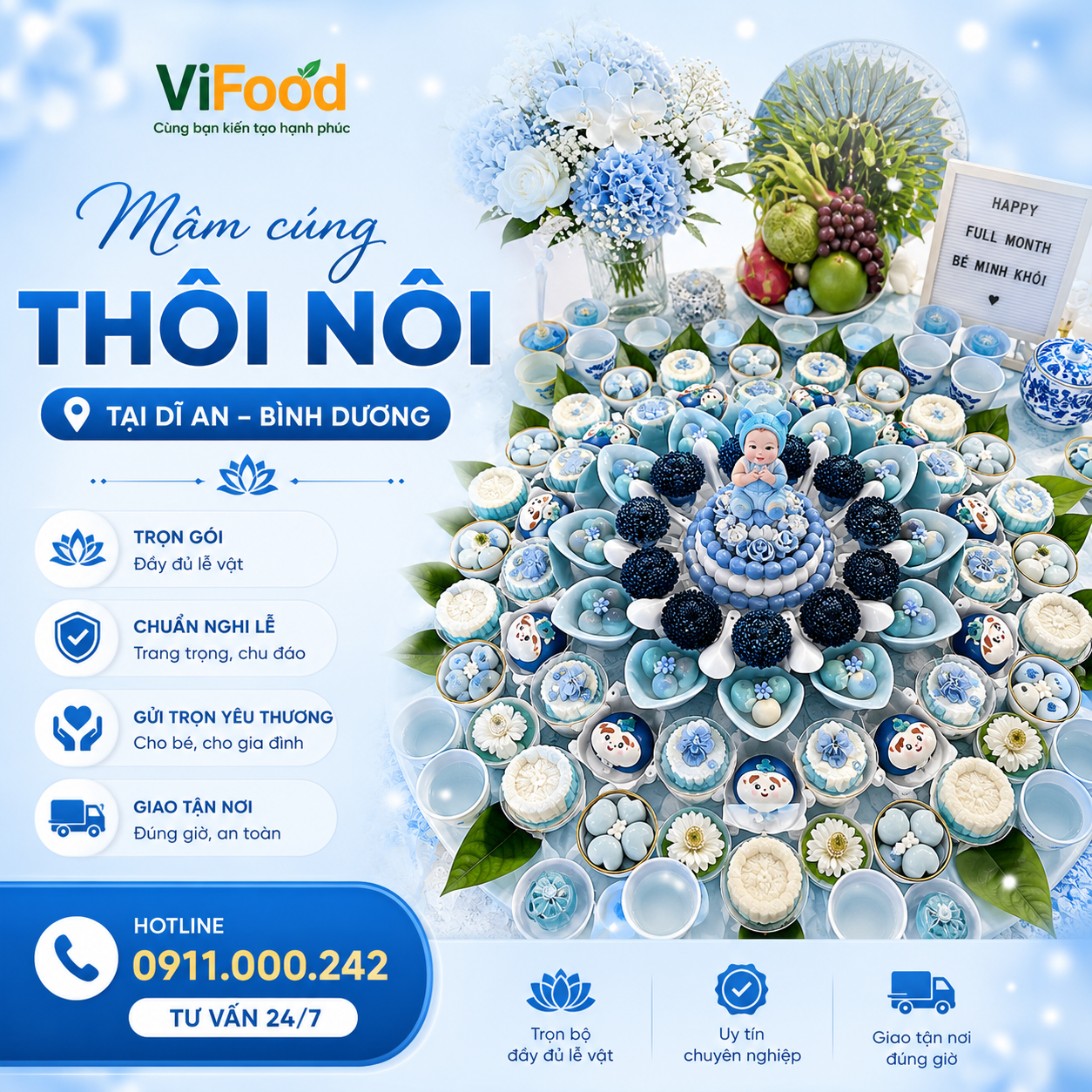 Mâm Cúng Thôi Nôi Chất Lượng – Giá Cả Phải Chăng Tại Dĩ An - Bình Dương