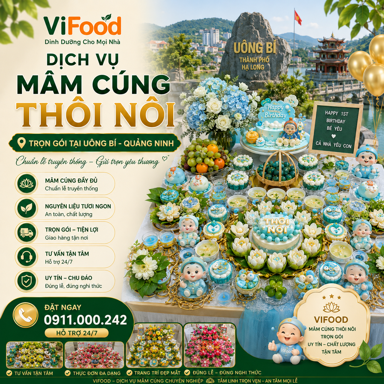 Mâm Cúng Thôi Nôi Đẹp – Đầy Đủ – Tiện Lợi Tại Uông Bí