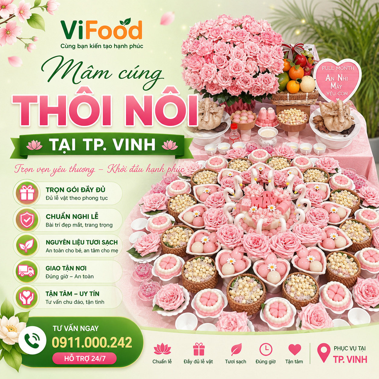 Đặt Mâm Cúng Thôi Nôi Giá Tốt, Giao Tận Nhà Nhanh Chóng Tại TP.Vinh
