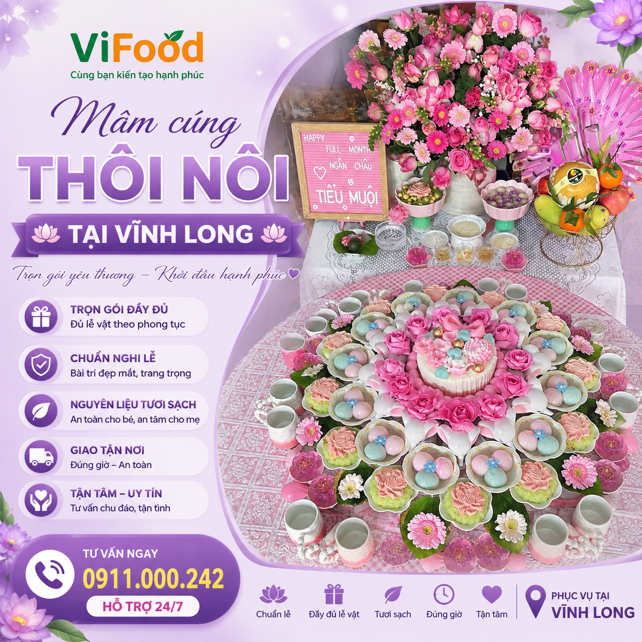 Đặt Mâm Cúng Thôi Nôi Tại Vĩnh Long Giao Tận Nơi