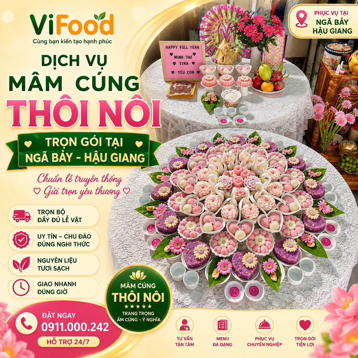 Dịch Vụ Mâm Cúng Thôi Nôi Trọn Gói Uy Tín, Chuyên Nghiệp Tại Ngã Bảy - Hậu Giang