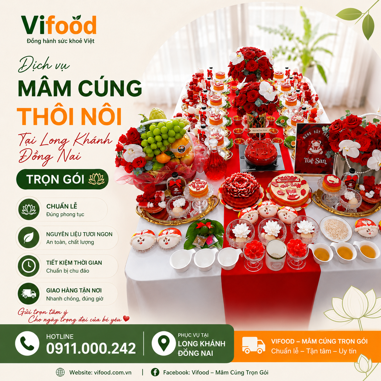 Đặt Mâm Cúng Thôi Nôi Giá Tốt, Giao Tận Nhà Tại Long Khánh - Đồng Nai