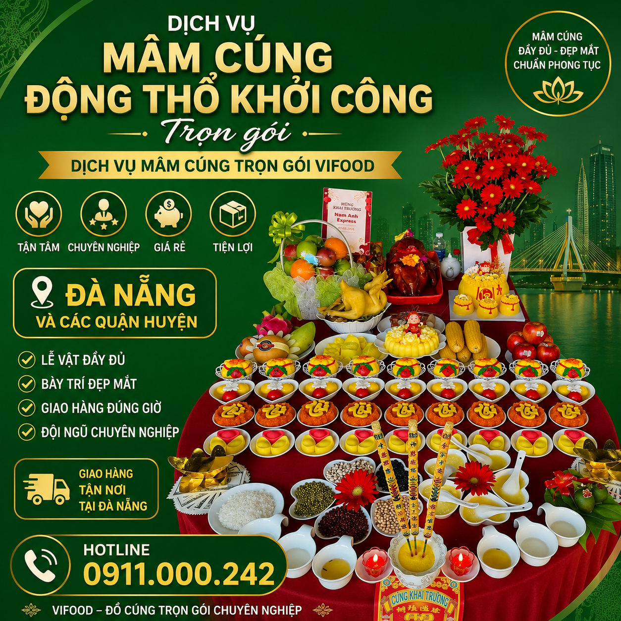 Đặt Mâm Cúng Động Thổ Ngay Hôm Nay - Phục Vụ Tận Nơi Tại Đà Nẵng
