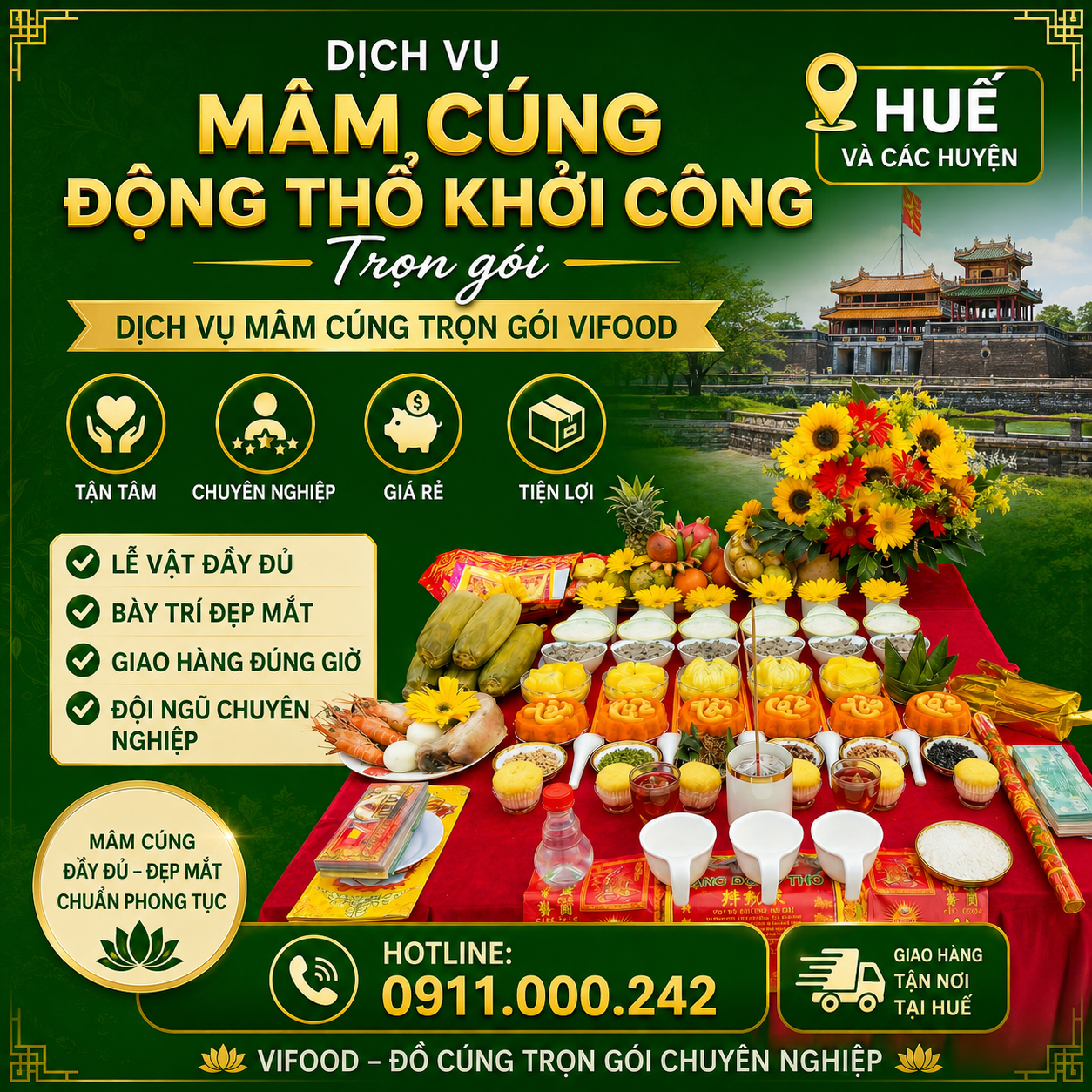 Dịch Vụ Mâm Cúng Động Thổ Khởi Công Chuyên Nghiệp Tại Huế
