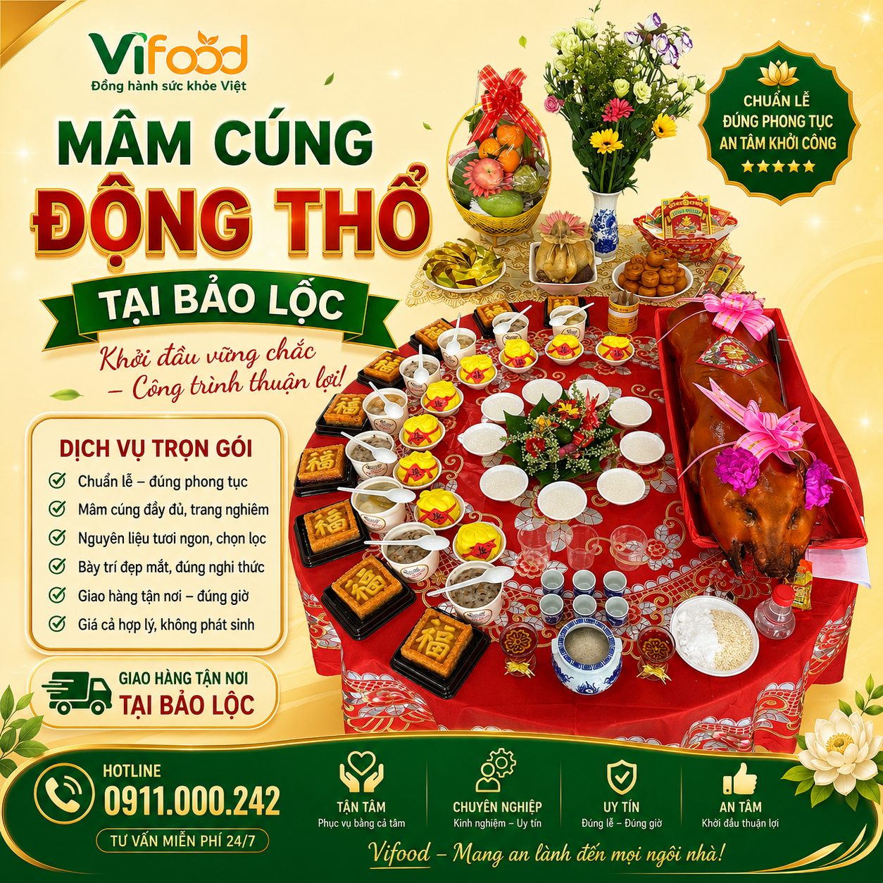 Khởi Công Thành Công Với Mâm Cúng Động Thổ Chuẩn Nghi Thức Tại Bảo Lộc