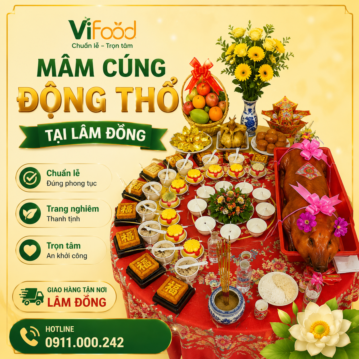 Dịch Vụ Mâm Cúng Động Thổ Khởi Công Trọn Gói Từ A-Z Tại Lâm Đồng