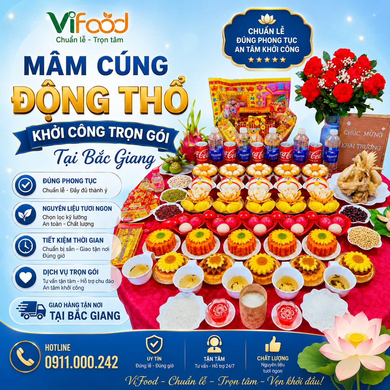 Mâm Cúng Động Thổ Chuẩn Phong Tục - Tiết Kiệm Thời Gian Tại Bắc Giang