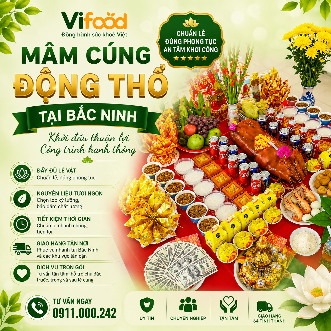 Mâm Cúng Động Thổ Khởi Công Trọn Gói Giá Tốt Tại Bắc Ninh