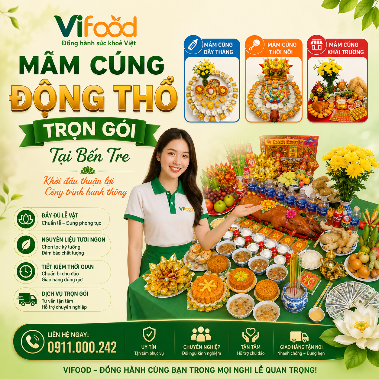 Mâm Cúng Động Thổ Chuẩn Phong Tục - Tiết Kiệm Thời Gian Tại Bến Tre