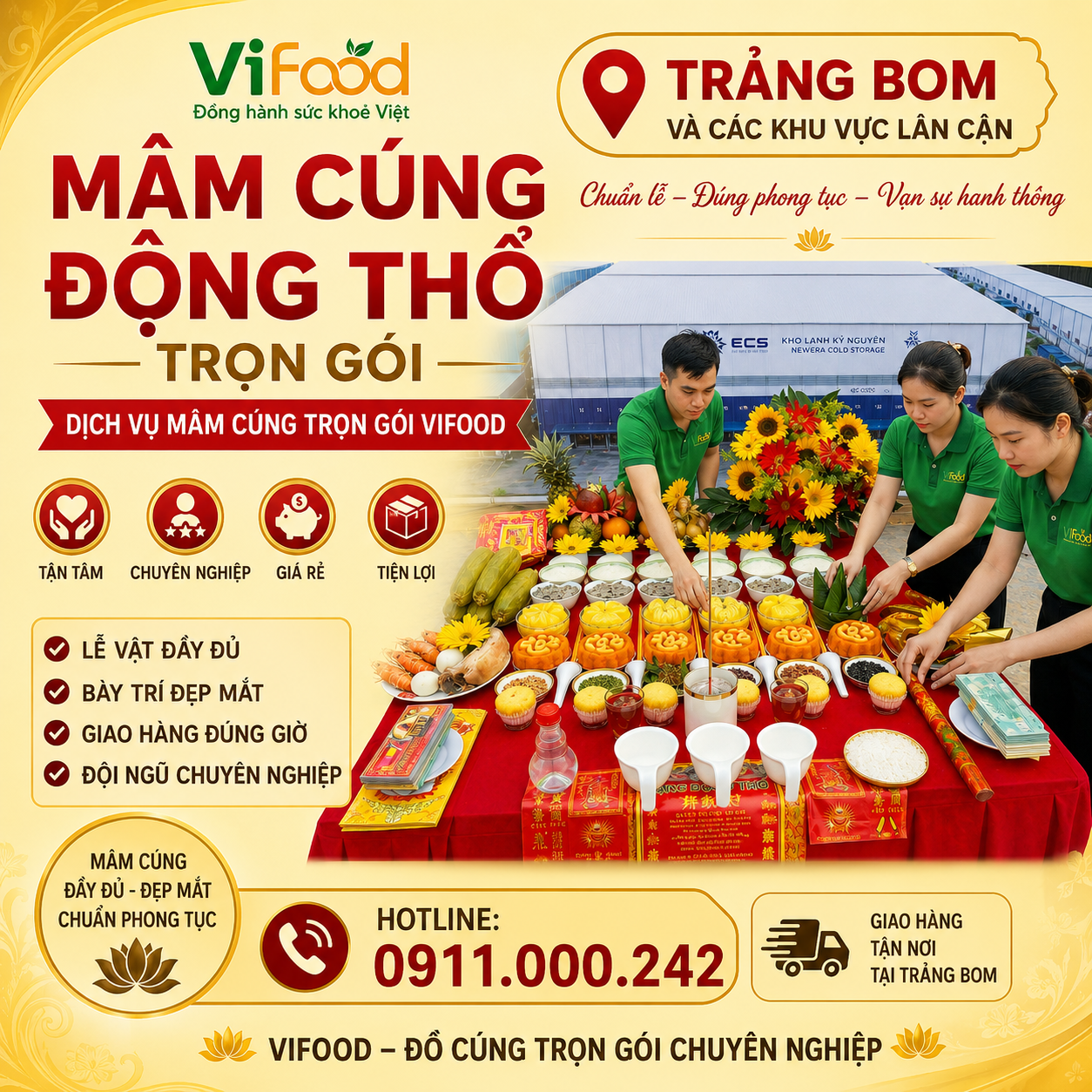 Dịch Vụ Mâm Cúng Động Thổ Trọn Gói Tại Trảng Bom Giá Tốt 2026