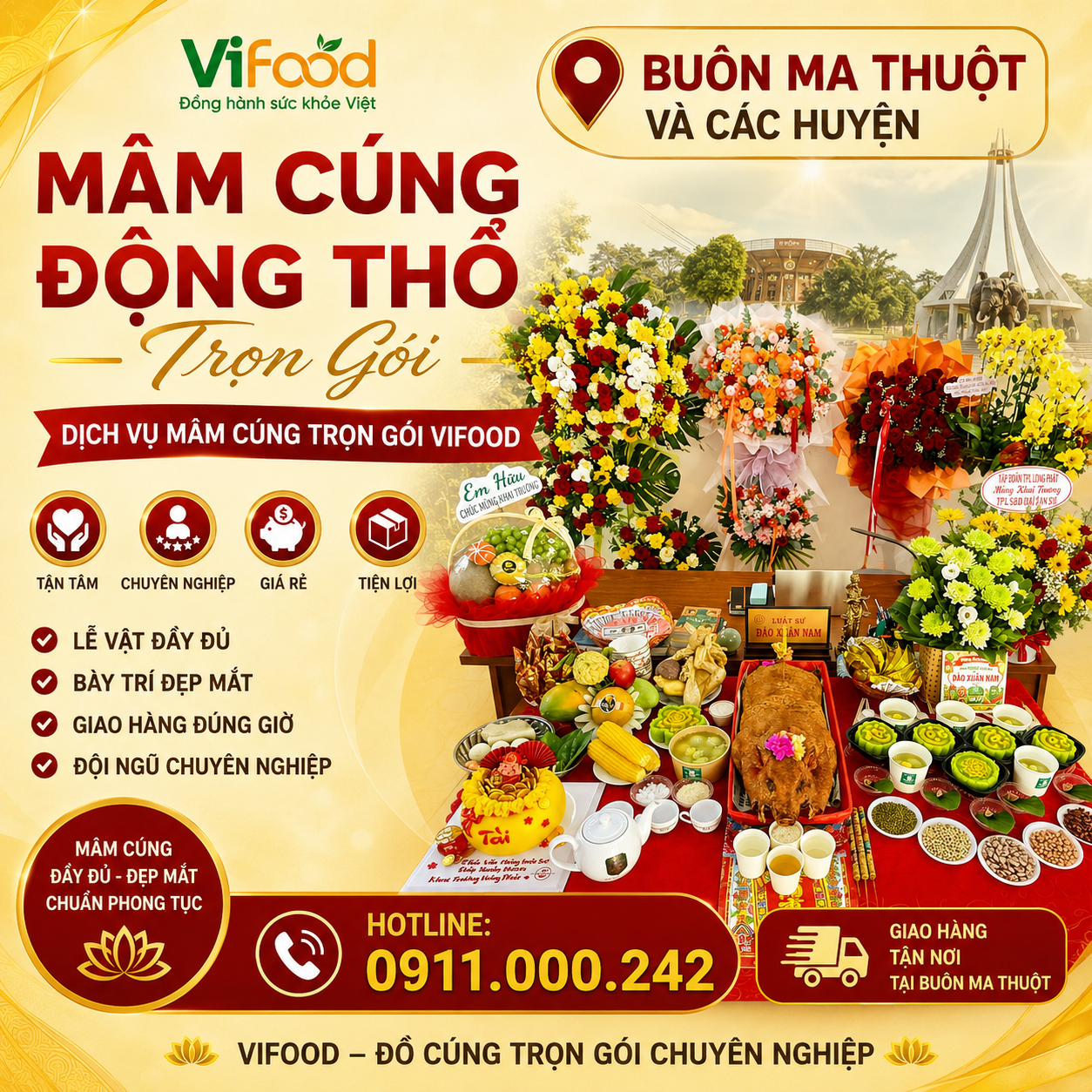 Đặt Mâm Cúng Động Thổ Tại Buôn Ma Thuột Giao Nhanh Tận Nơi