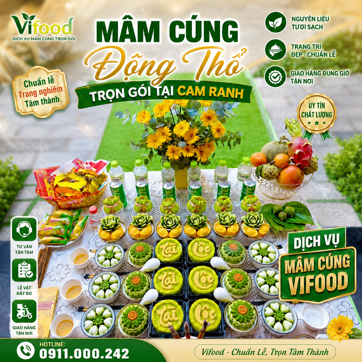 Mâm Cúng Động Thổ Trọn Gói Tại Cam Ranh - Chuẩn Nghi Lễ Truyền Thống 
