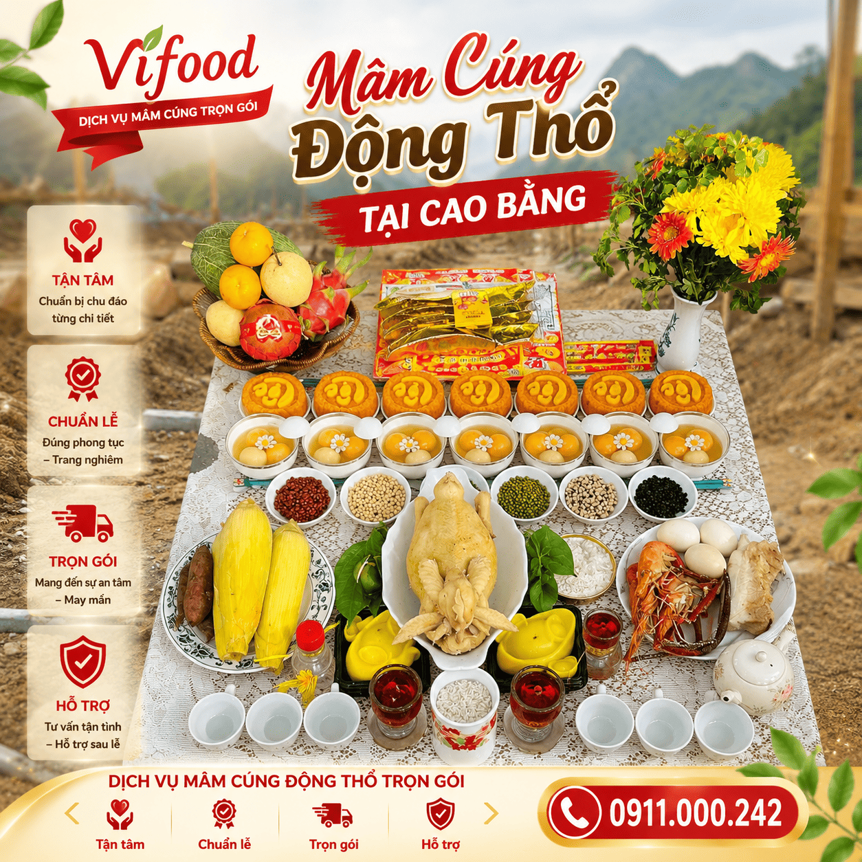 Mâm Cúng Động Thổ Chuẩn Phong Tục - Tiết Kiệm Thời Gian Tại Cao Bằng