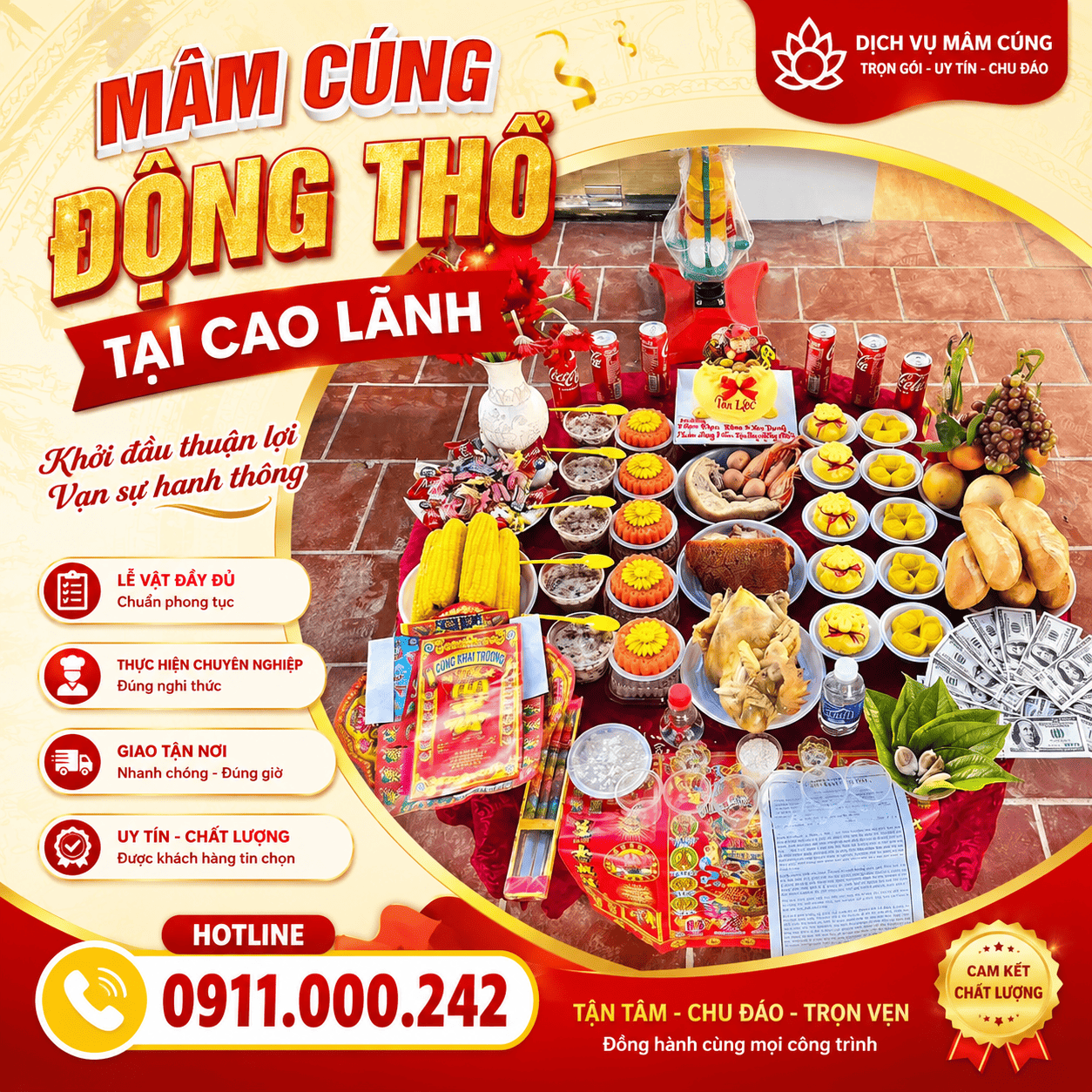 Mâm Cúng Động Thổ Khởi Công Trọn Gói Giá Tốt Tại Cao Lãnh
