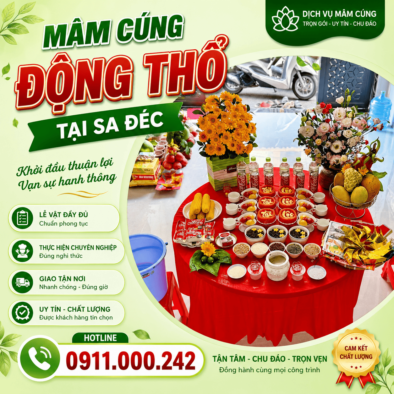 Mâm Cúng Động Thổ Chuẩn Phong Tục - Tiết Kiệm Thời Gian Tại Sa Đéc