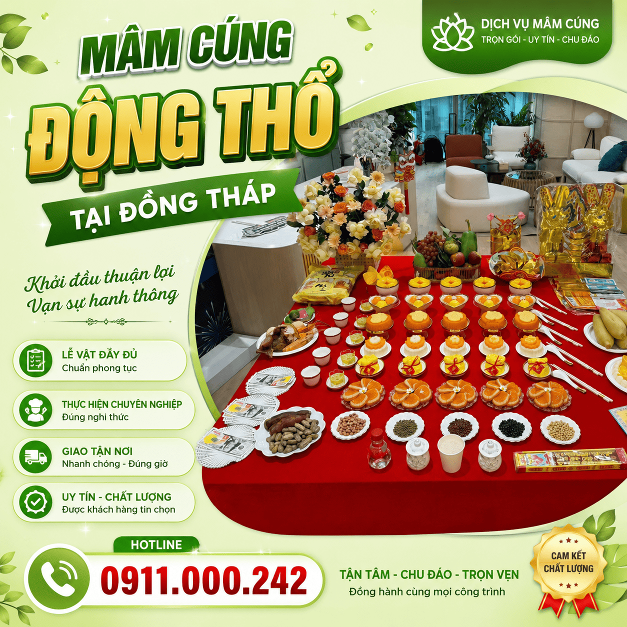 Mâm Cúng Động Thổ Chuyên Nghiệp – Giao Tận Nơi, Đúng Giờ Tại Đồng Tháp