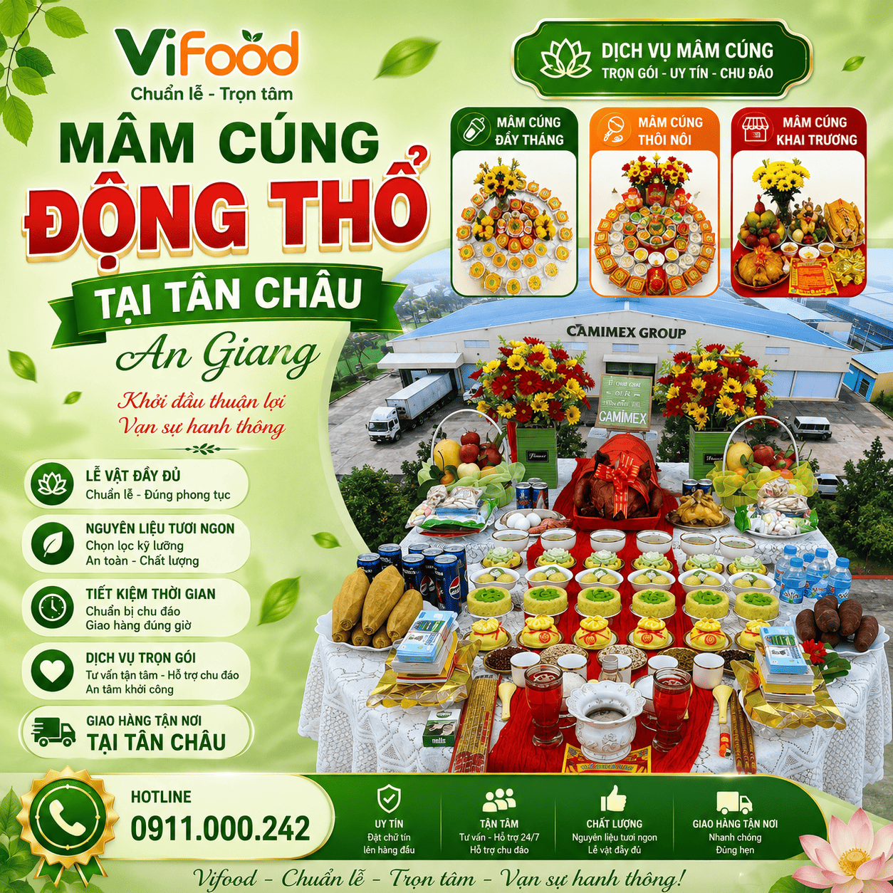 Mâm Cúng Động Thổ Heo Quay Trọn Gói – Đầy Đủ Nghi Lễ Tại Tân Châu