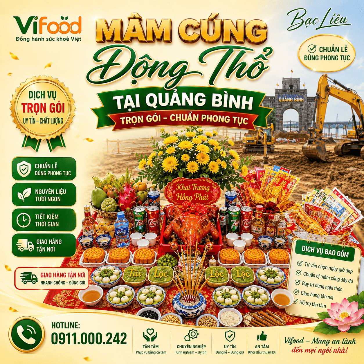 Mâm Cúng Động Thổ Chuẩn Phong Tục Việt Nam Tại Quảng Bình