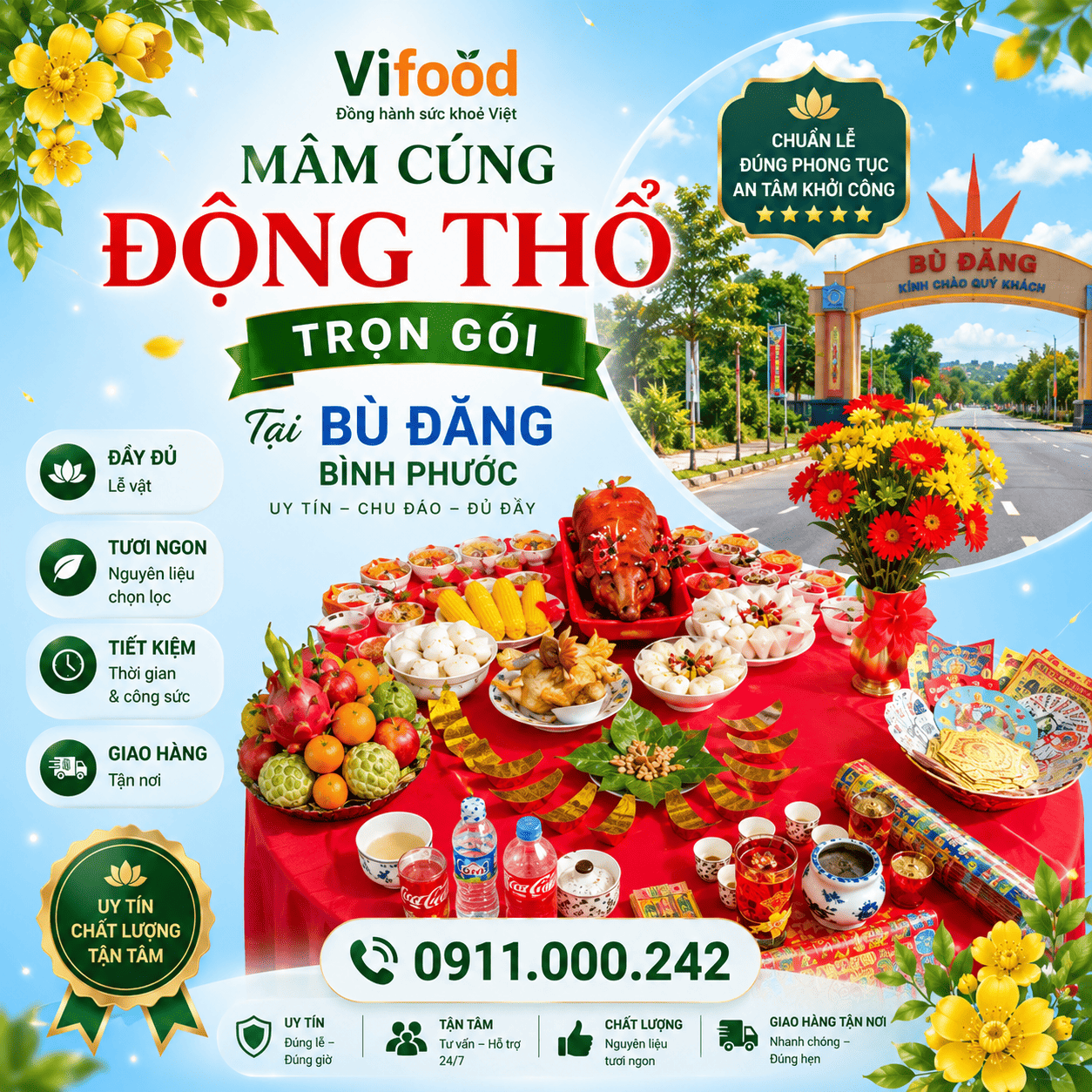 Mâm Cúng Động Thổ Chất Lượng – Giá Cả Hợp Lý Tại Bù Đăng Bình Phước