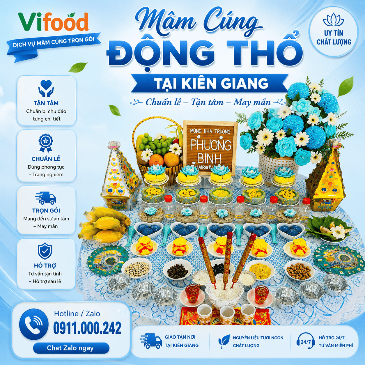Đặt Mâm Cúng Động Thổ Tại Kiên Giang - Giao Nhanh Tận Nơi